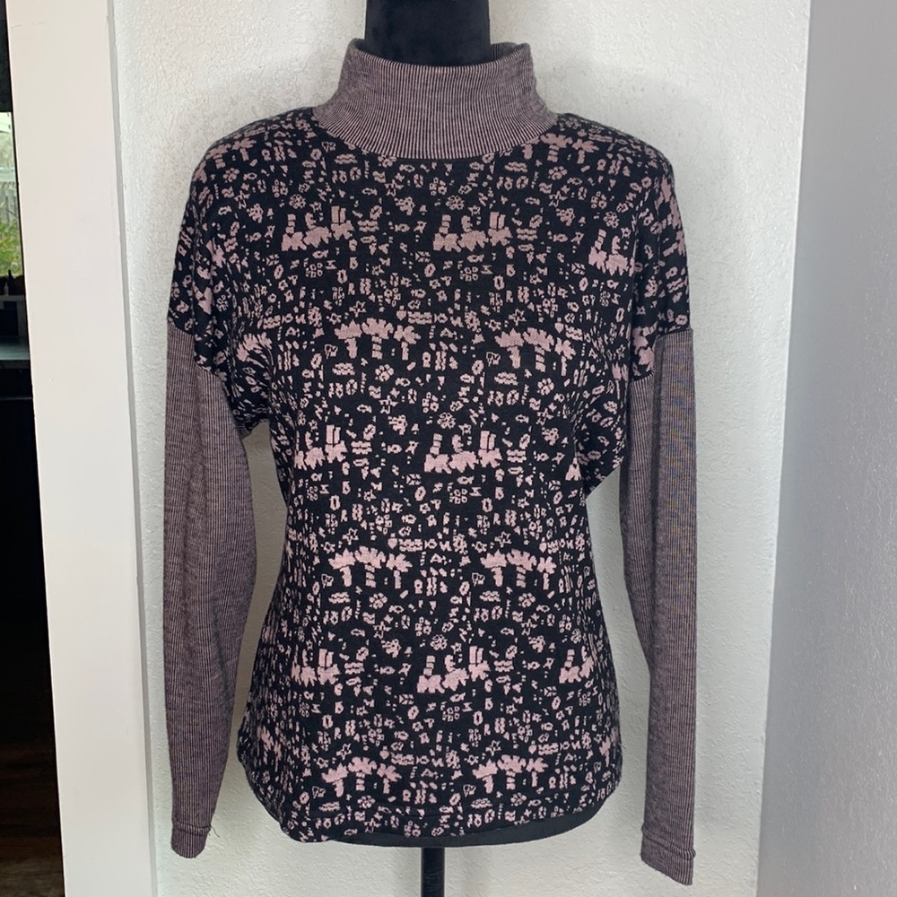 Vintage SA2 purple mauve mock neck long sleeve top size large